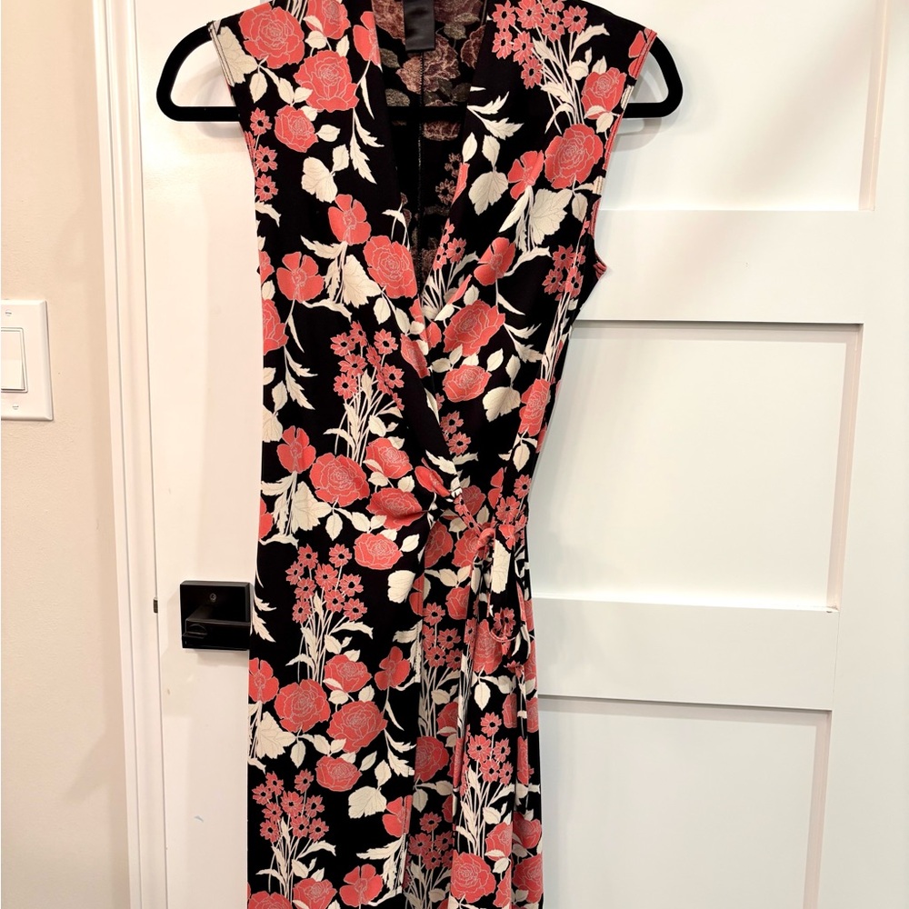 Vintage BCBG Light, polyester wrap dress.
